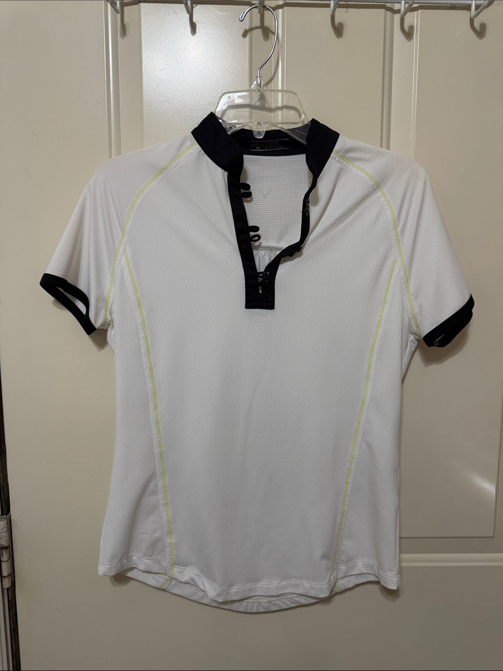 Callaway White Polo with Black Trim and Yellow Accents